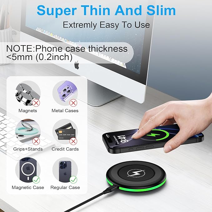 Samsung Wireless Charger Fast Charging Pad for Samsung Galaxy S26 Ultra/S25 Ultra/S25 Plus/S24FE/S23/S22/S21/S20,15W Android Phone Wireless Charging Station with Adapter for Google Pixel 10Pro XL 9a 8