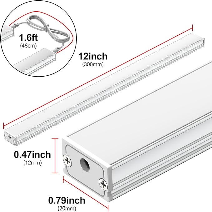 ASOKO Dimmable LED Under Cabinet Lights Warm White 2700K, 3 Pcs 12" Linkable Cabinet Lighting Plug in, 24V ETL Listed Plug, Led Closet Light Bars for Kitchen Counter, Shelf, Bookcase, Showcase etc