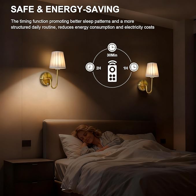 Battery Operated Motion Sensor Wall Sconce, Rechargeable Wireless Gold Wall Lamp with 5200mAh Battery, Dimmable Wall Sconce Light with Switch and Remote for Living Room, Bedroom, Hallway
