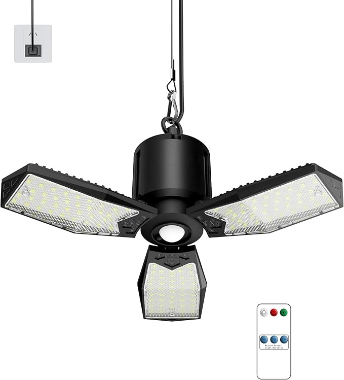 Motion Sensor Garage Light Plug-in 80W 8000LM, Motion Activated Led Shop Light with Romote, 3 Modes Indoor Bulb for Basement/Workshop 1Pack