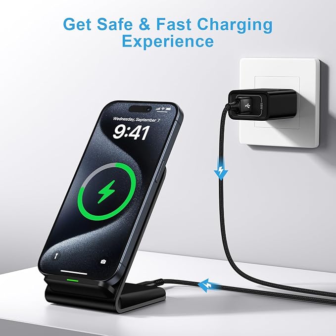 Samsung Galaxy S25 Ultra Wireless Charger Stand for Galaxy S26 S25 Edge S24 S23 S22 S21 S20 S10,15W 2Pack Phone Charger Wireless Android Charging Station for Google Pixel 10 9 8 7 Pro,iPhone 17 16 15
