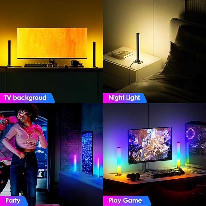 Barhootao RGB Light Bar,Smart LED Light Bar for Room,16 Million Colors,Three Control Modes,Dynamic Music Sync Mode,213 Preset Modes,USB Interface（Without Adapter）