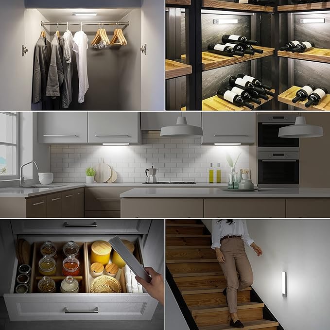 Alivation 36 LED Closet Lights Motion Sensored Battery Powered LED Lights, Under Cabinet Lighting, Motion Sensor Light Indoor, Wireless Lights, 1500mah Rechargeable Battery Operated Lights (3 Pack)