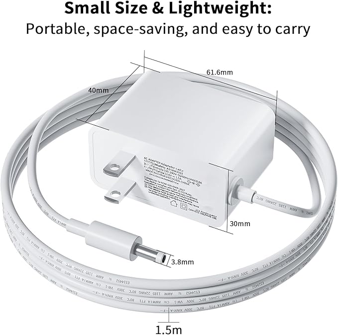 15W Power Cord Replacement for Amazon Echo Dot 3rd/4th Gen, Echo Dot 3rd/4th Kids Edition, Echo Show 5 and Lenovo Smart Clock Essential CD-4N341Y CD-4N342Y, 12V 1.5A AC Power Adapter Supply, White