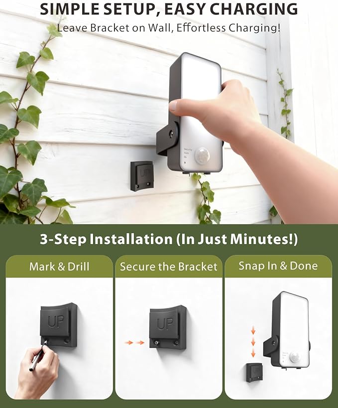 KMSCO Battery Motion Sensor Light Outdoor, Motion-Sensing Security Light with Remote Control, 10000mAh 600 Lumens IP65 Waterproof, Ideal for Porches,Garages,Yards (Black, 1 Pack)