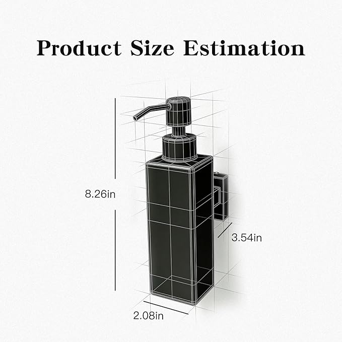 Black Soap Dispenser, Wall-Mounted 304 Stainless Steel Liquid Soap Dispenser for Kitchen and Bathroom
