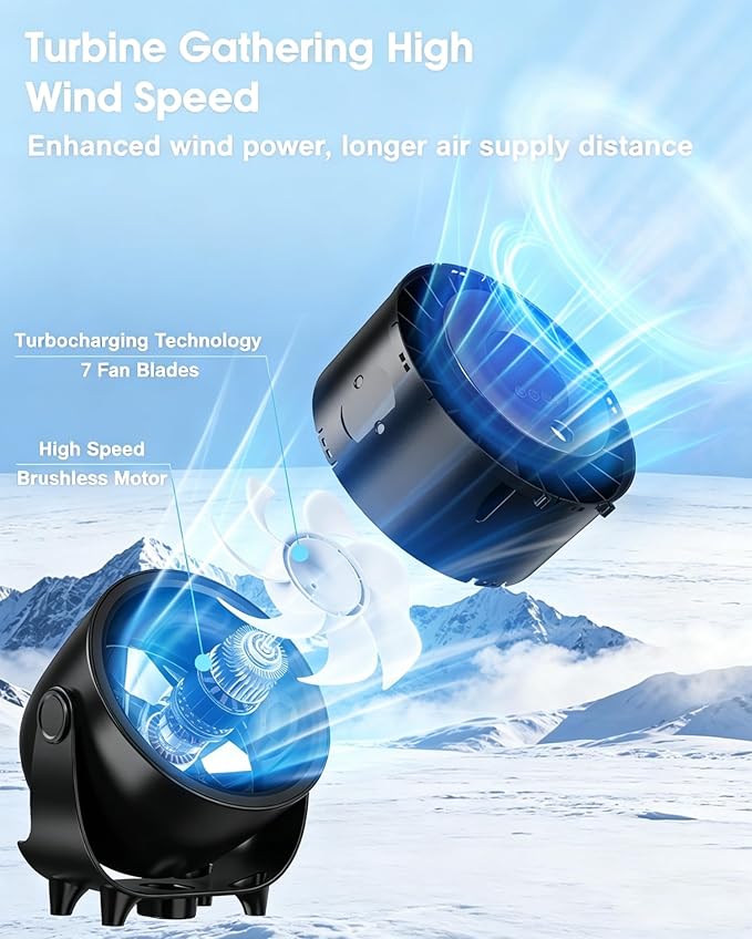 Ouddy Mode Small Desk Fan, 4000mAh Portable Misting Quiet Table Fan with Digital Display, Wall-Mouted Design USB Rechargeable Desk Fans for Office Bedroom Home Travel Outdoor Black