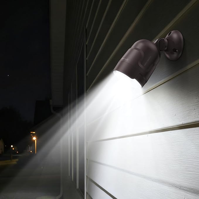 Battery Operated Motion Sensor Light Outdoor, 4000mAh Rechargeable 600 Lumen Battery Powered Spotlight Outdoor Waterproof for Porch, Garage, House (Brown)