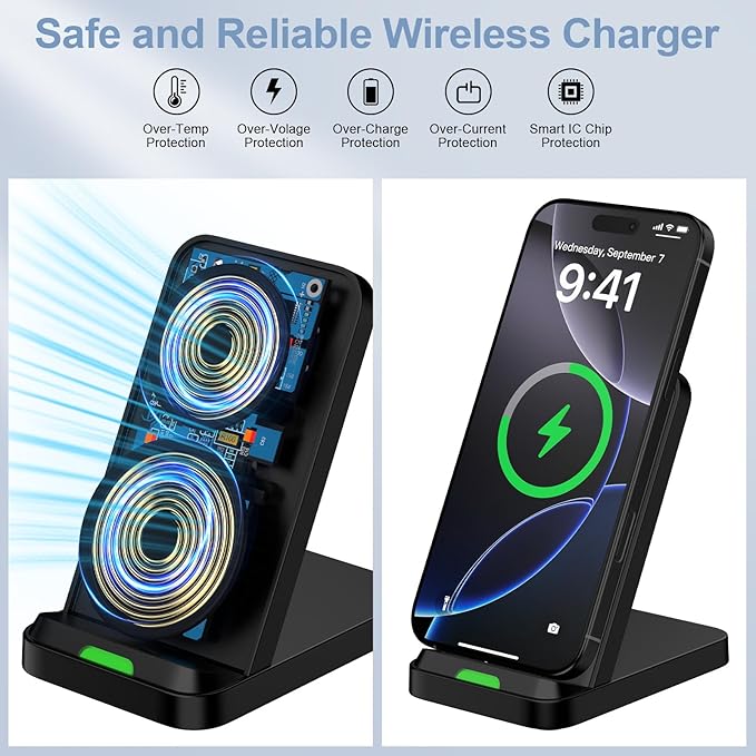 Samsung Wireless Charger Fast Charging Stand Desk Phone Station for Android Samsung Galaxy S26 Ultra/S25/S24/S23/S22/S21,15W Fast Wireless Charger Pad for Motorola Edge 2025/G Stylus 5G/G Power 2025