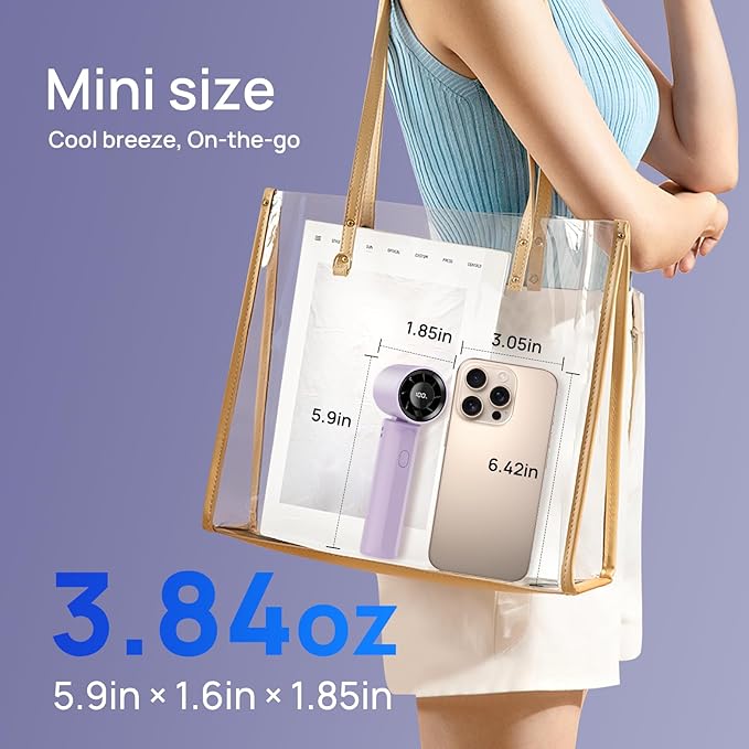 2026 Upgraded Portable Handheld Turbo Fan Personal fan 18000RPM Speed Adjustable, 3-IN-1 Rechargeable Fan with LED Display, Travel Essentials, Gifts for Women Men Outdoor Indoor (Purple)