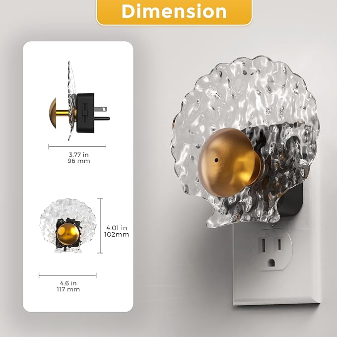 L LOHAS LED Shell Night Light, Night Lights Plug into Wall, Dimmable Nightlights Plug in with Light Sensor, 0-100LM, 3000K Soft White, LED Nightlights for Hallway Bedroom Stairway,1 Pack