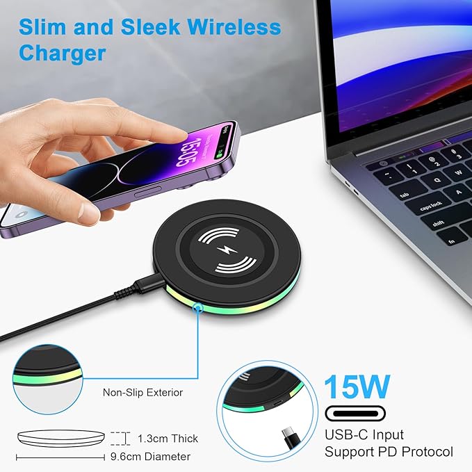 Android Wireless Charger Fast Charging Pad for Samsung Galaxy S26 Ultra S26+ S26 S25Edge S25 Ultra S25+ S25 S24 Ultra S24+ S24 S23 S22 S21 S20 Ultra FE, Samsung Wireless Charger Phone Charger Station