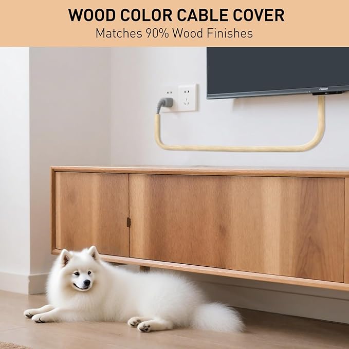 AGPTEK Cable Sleeve, 2 Pack 5ft - 1.2 Inch Cable Management, Desk Cord Cover Organizer Wire Hider for Office Computer TV Wire Loom Tubing, Pet Proof Cord Protector from Cat Dog Chewing, Wood Color