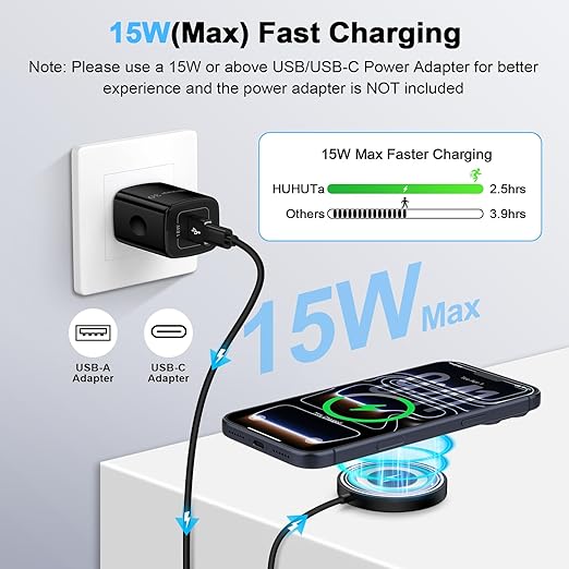 for MagSafe Charger Magnetic Wireless Charger Pad for iPhone 17 16 15 14 13 12 Series & Airpods 4 3 2 Pro 2, Fast Charging Station for Google Pixel 10 Series Pixelsnap Charger with Dual USB-C/A Ports