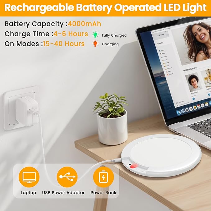 SunRider 2-Pack Rechargeable Motion Sensor LED Ceiling Light with Remote, Wireless Battery Operated 3CCT Dimmable Closet Lights for Shower Pantry