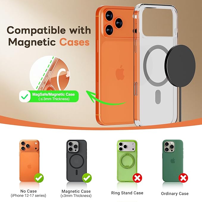 Qi2.2 Magnetic Wireless Charger for iPhone: 25W Fast Charging Mag Pad for Apple iPhone 17 17e 16 15 14 Pro Max Google Pixel 10 - Slim Compact for Desk Bedside Travel - Black