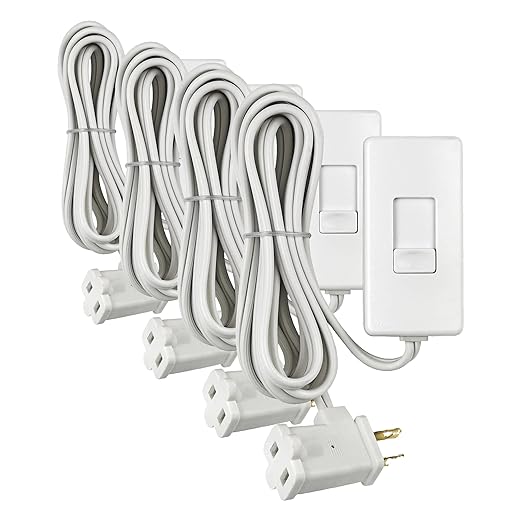 Leviton Table Lamp Dimmer White | 150W LED/CFL Compatible | 6 Foot Cord | Slide Control | Pack of 4
