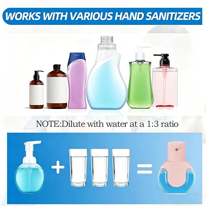 Automatic Soap Dispenser Touchless,Rechargeable Foaming Soap Dispenser,15oz/420ml Smart Hand Soap Dispensers,4-Level Adjustable,Wall Mount for Bathroom Kitchen Dish Soap,Hands-Free (Pink)