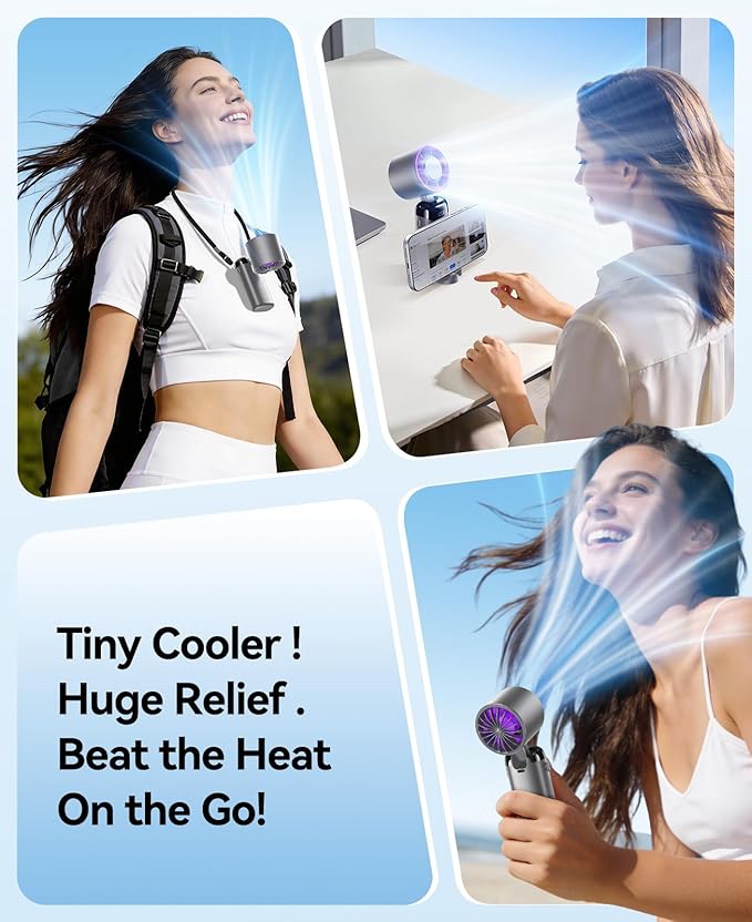 KIMMOO Handheld Portable Turbo Fan with Ice Cooler, Powerful 21000 RPM, Speed (1-199), Up to 14Hrs Cooling, Rechargeable Personal Fan, Small Pocket Hand Fans for Travel/Outdoor/Home/Office (Grey)