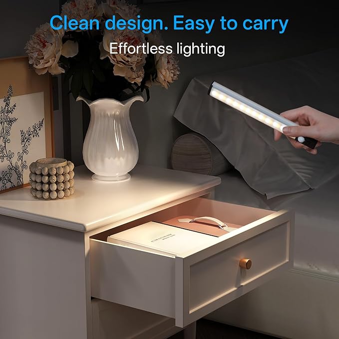 Under Cabinet Lighting,LED Closet Lights,Rechargeable Motion Sensor Light Indoor,3 Colors Dimmable,Magnetic Installation for Kitchen,Wardrobe,Bedroom,Drawer 6Pack