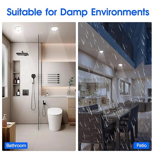 Energetic 4.7 Inch Motion Sensor Closet Ceiling Lights, LED Under Cabinet Lights Wired, Flush Mount Ceiling Lighting Fixtures for Bedroom, Kitchen, Hallway, Wet Location, 120V, 5000K, White, 2 Pack