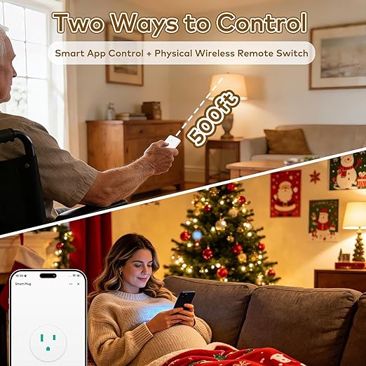NineLeaf Zigbee Smart Outlet w Remote Control, Wireless Plug,Zigbee Hub Required, 500ft, APP & Voice Control, Compatible with Alexa & Google Home, Timer & Schedule, 2 Switches+1 Outlet