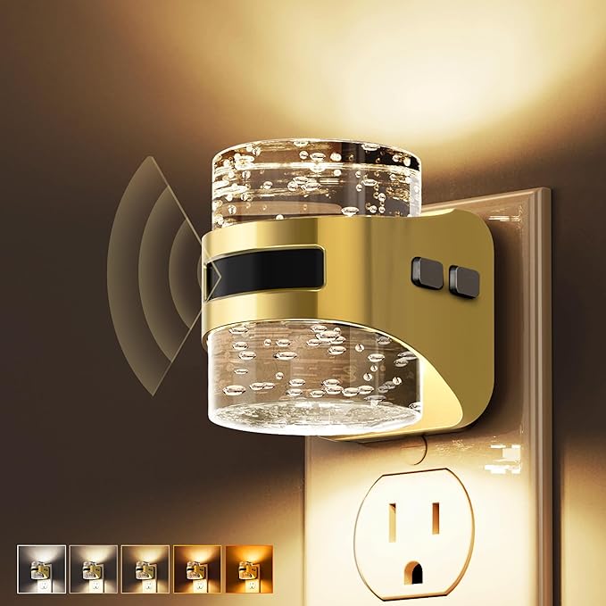 L LOHAS LED Motion Sensor Night Light,5CCT Color Temperature Change Night-Light,Dimmable Night Lights Plug into Wall, Acrylic Bubble Nightlight with Dusk to Dawn Sensor for Bathroom Hallway