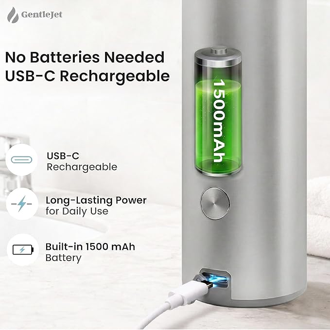 GentleJet OpalDrop Automatic Liquid Soap Dispenser for Kitchen Sink Touchless No-Drip Pump, USB-C Rechargeable, 304 Stainless Steel, IPX5 Water-Resistant, 270 ml