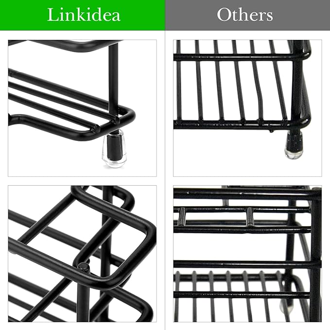 Linkidea Wall Mount Toothbrush Holder for Shower, Stainless Steel Tooth Brush Stand, Countertop 3 Slots Organizer Compatible with Colgate Extra Clean, Oral-B CrossAction (Black)