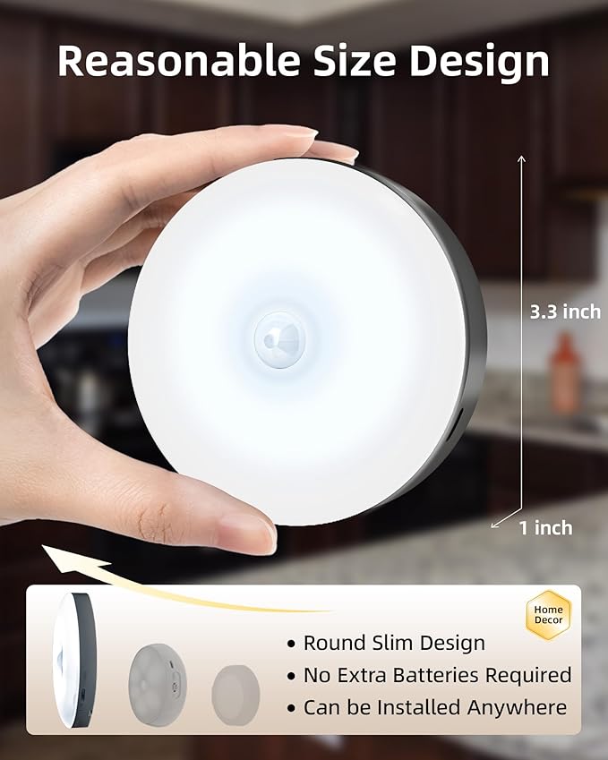 EZVALO Under Cabinet Lighting with Charging Station, 1000mAh Rechargeable Puck Lights with Remote, 3 Color Temps & 12 RGB Closet Lights, Dimmable Motion Sensor Lights for Shelf, Kitchen (6 Packs)