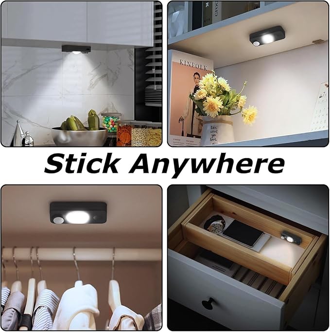 NIEGNOWOO LED Motion Sensor Puck Lights, Rechargeable Cabinet Lights, Stick on Wireless LED Night Light for Closet, Drawer, Shelf, Under Cabinet, Daylight White 8Pack, USB Charging Cord Included