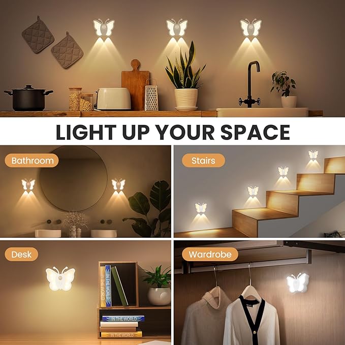 LOFTEK Motion Sensor Night Light, Rechargeable Stair Lights Indoor, Motion Sensor Light Indoor, Battery Operated Night Light for Hallway, Stairway, Bathroom, Bedroom, Kitchen, Gift, Warm White