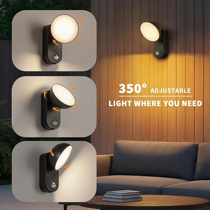NIROSUN Motion Sensor Light, 700LM Battery Operated Remote, 10000mAh Rechargeable, 120 Days/Charge, 3 Modes, 3 Brightness, IP65 Wireless Outdoor Security Motion Light for Patio Porch Garage, 1 Pack
