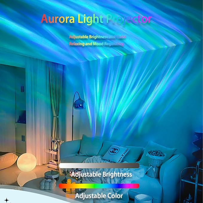 Northern Lights Projector, 16 Colors Rechargeable Aurora Light Projector & Mood Lighting Galaxy Lamp, Remote Night Light for Bedroom, Gift for Teenage Girls Room Decor (Battery)