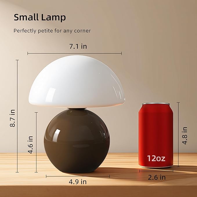 Dawnwake Mushroom Lamp Table Lamp for Bedroom,Desk Bedside Small Lamps for Living Room Night Stands,Mushroom Decor Cute Mini Modern Mid Century Lamps,Unique Aesthetic Home Living Room Decor(Coffee)