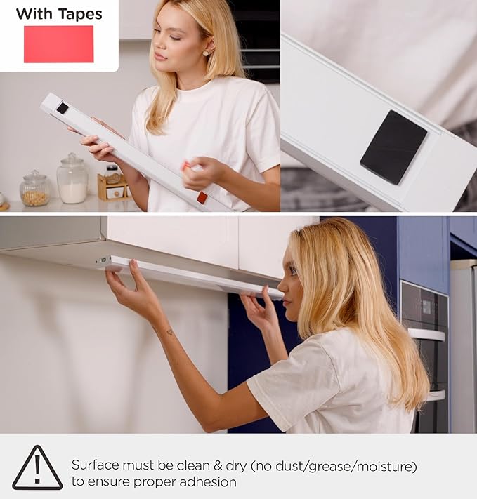 Under Cabinet Lighting Plug in 10in AC120V with Motion Sensor 3000K/4000K/5000K, Super Bright, Linkable Under Counter Light for Kitchen, Shelf, Sink, Closet, Aluminum White 1Pack