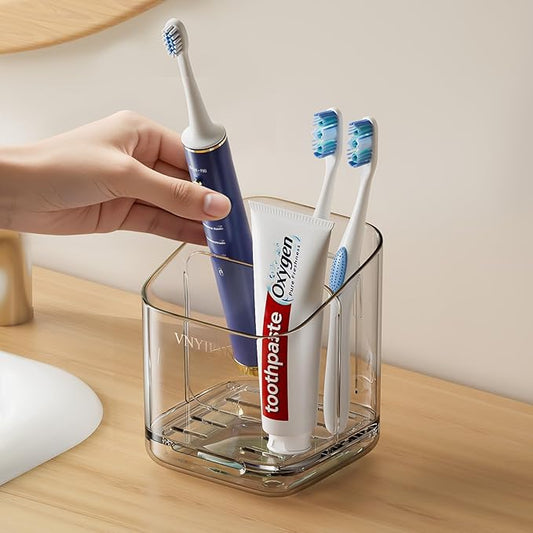Toothbrush Holders for Bathrooms, 3 Slots Detachable Toothbrush Holder Wall Mounted with Divider, Removable Electric Tooth Brush and Toothpaste Holder Organizer for Bathroom Countertop/Kitchen/Office