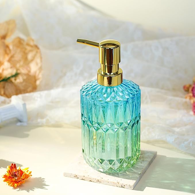 YunNasi Soap Dispenser with Pump, Refillable Liquid Hand Soap Dish Soap Dispensers for Bathroom Counter, Kitchen Sink (Bluegreen)