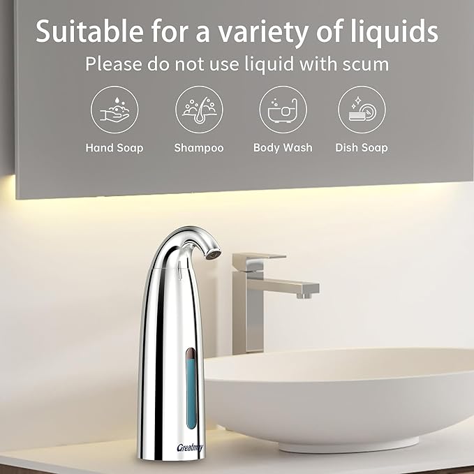 Convenient Automatic Soap Dispenser,4 Adjustable Levels Touchless Hand Sanitizer Pump with Infrared Sensor, Countertop Electric Dispenser for Bathroom,Kitchen