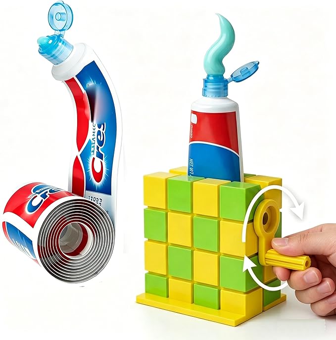 2PCS Toothpaste Squeezer for Kids - Toothpaste Dispenser for Kids - Toothpaste Holder Squeezer Stand - Toothpaste Squeezer Roller for Bathroom or Kitchen (Green, Without Hourglass)