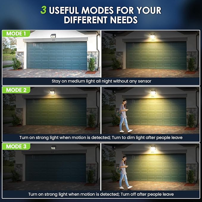 CLAONER Solar Lights Outdoor [𝟔 𝐏𝐚𝐜𝐤/126 LED], Wireless Motion Sensor Lights, IP65 Waterproof Security Lights 3 Modes, 270° Lighting Angle, Ultra-Bright Wall Lights for Deck Patio Fence Garage
