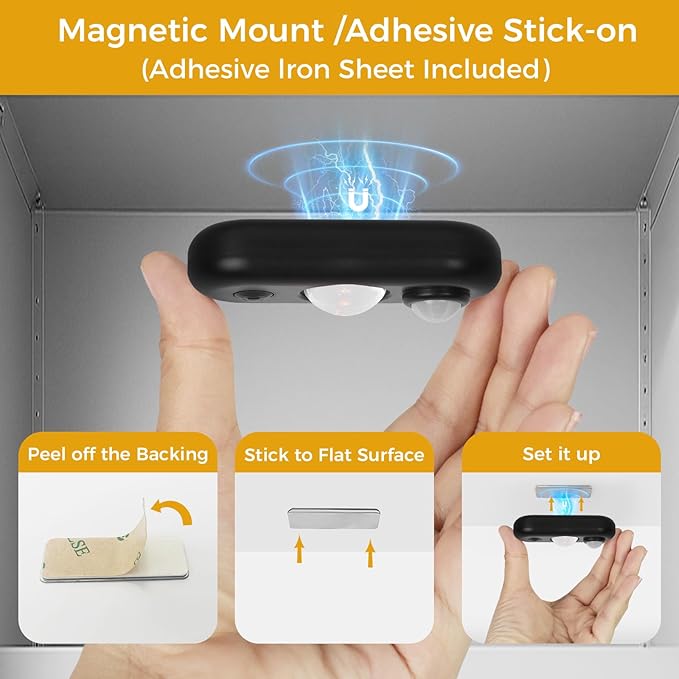LED Motion Sensor Puck Lights, Small Rechargeable Under Cabinet Light, Dimmable Daylight White Closet Lights, Wireless Under Cabinet Lighting for Drawer, Kitchen (8 Pack)