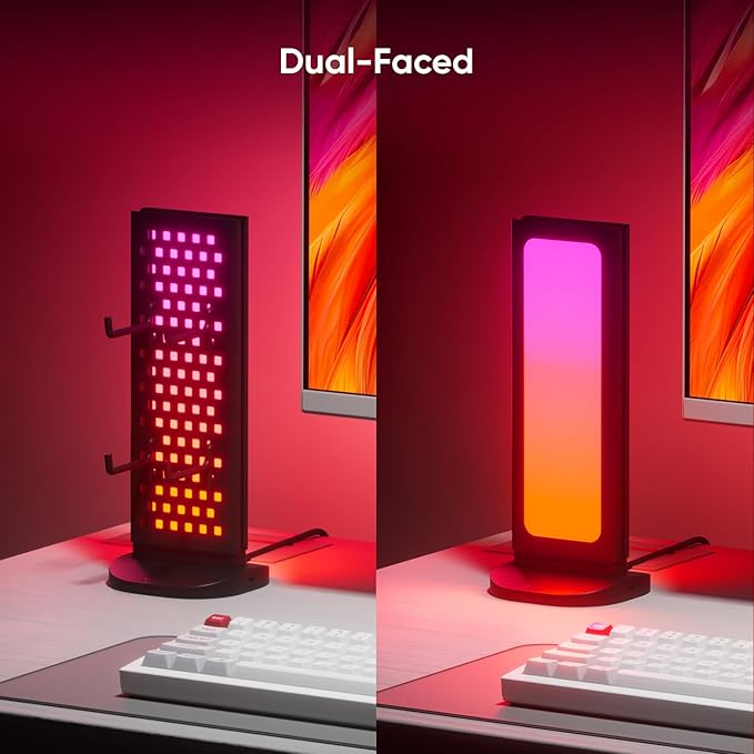 Nanoleaf Pegboard Desk Dock, 3-in-1 Desk Hub with Dual-Sided LED Lighting, USB-A & USB-C Charging, 950mm Pegboard Storage, 50 Lumens, 64 RGB LEDs, Works with Nanoleaf Desktop App, Black