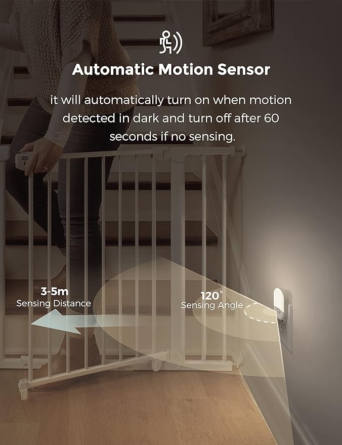 L LOHAS LED Motion Sensor Night Light, [2 Pack] Motion Activated Night Light, Daylight White, Adjustable Brightness, Motion Sensor Light Indoor Plug in for Nursery, Kids, Bedroom, Bathroom Nightlight