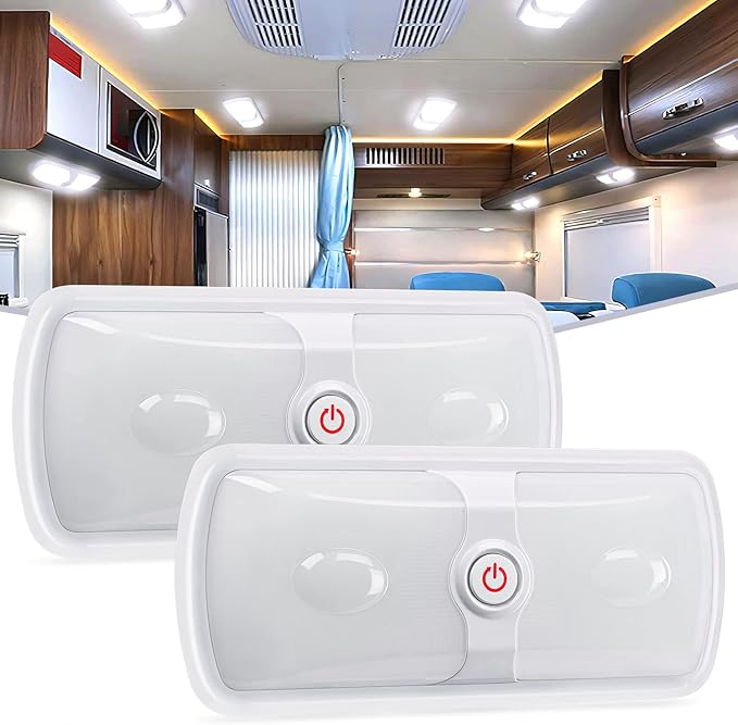 Nilight 2pcs RV Interior Lights 12V-24V LED Ceiling Light Fixture with ON Off Switch Inside Lighting Natural White 4000-4500K for Car RVs Trailer Camper Boat