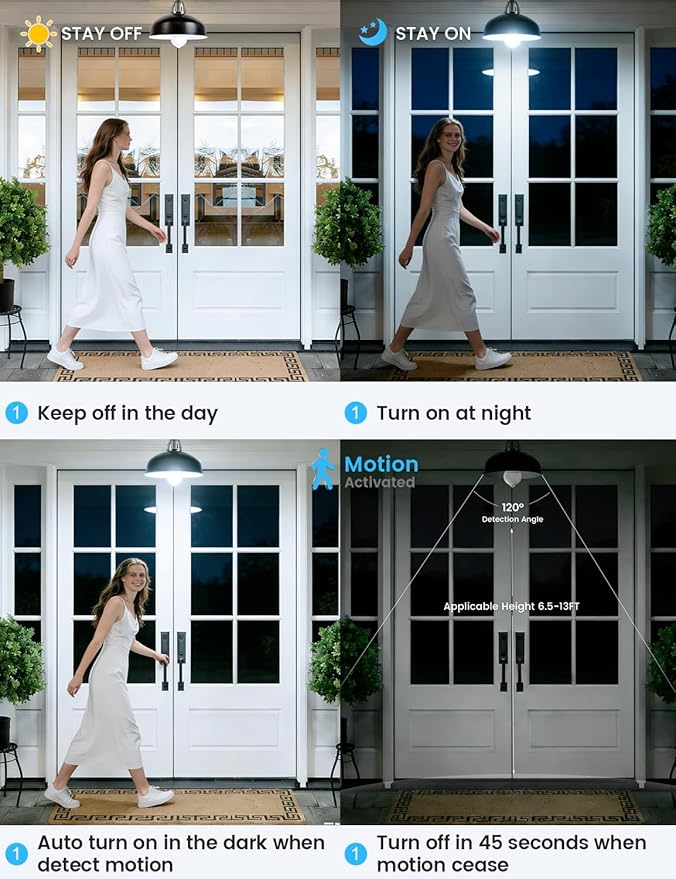 Motion Sensor Light Bulbs, 13W (100Watt Equivalent), Motion Activated Dusk to Dawn Security LED Bulb, 5000K Daylight, Energy-Efficient, for Indoor and Outdoor Lighting, Porch, Stairs, Hallway 2Pack