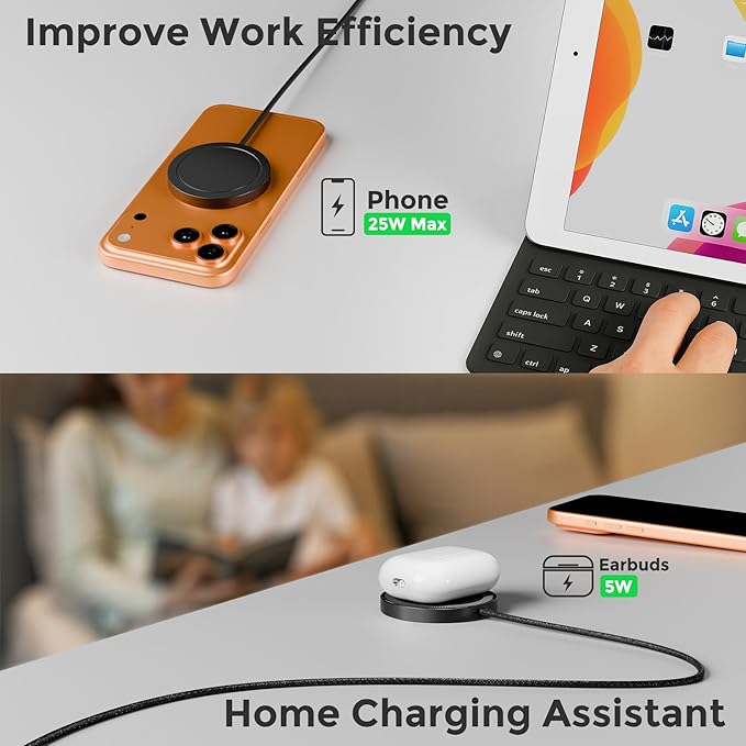25W Magnetic Wireless Charger: Qi2.2 Qi2 Fast Charging Pad for iPhone 17 16 15 14 13 12 Pro Max, Samsung Galaxy S26 S25, Google Pixel 10, AirPods-Slim Portable for Travel Bedside Office-Black 2 Pack