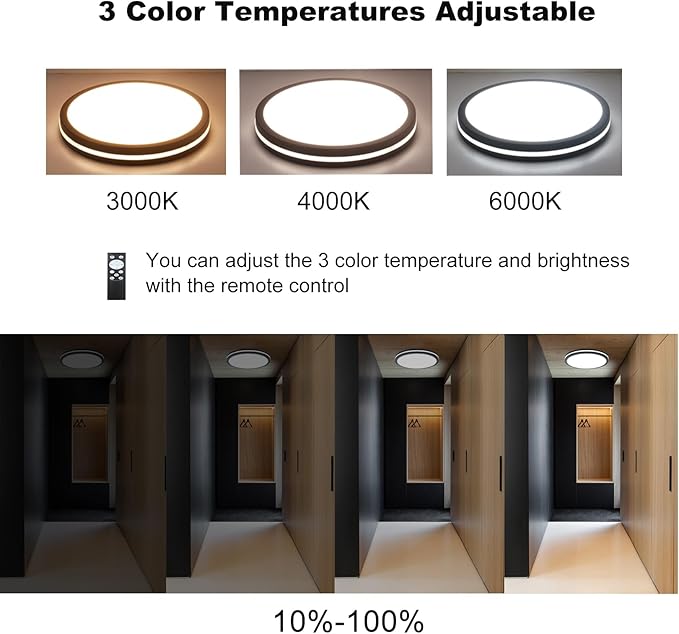 Motion Sensor Ceiling Light Wired,11 Inch Flush Mount Ceiling Light Fixture, Motion Sensor Light Indoor for Stair Closet Porch Hallway Laundry, Sensor Lights Indoor 3000k/4000k/6000k Black