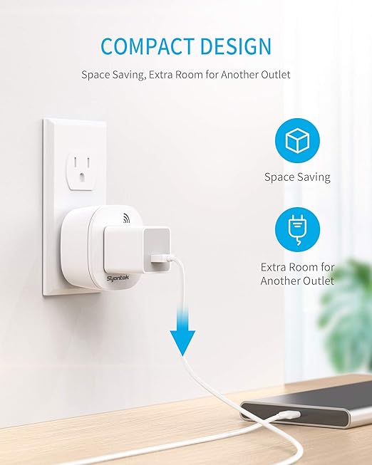 Syantek Remote Control Outlet Wireless Light Switch for Household Appliances, Expandable Remote Light Switch Kit, Up to 100 ft Range, FCC Certified, ETL Listed, White (3 Outlets + 1 Remotes)