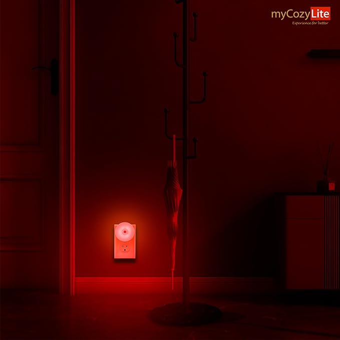 myCozyLite Red Motion Sensor Night Light, Red Light for Sleep, Night Lights Plug into Wall, Automatic ON Off, 2 Pack Motion Night Light for Bedroom, Bathroom, Kitchen, Hallways